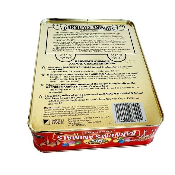 1987 Nabisco 85th Anniversary Barnum's Animal Crackers Tin Box - Picture 5 of 11